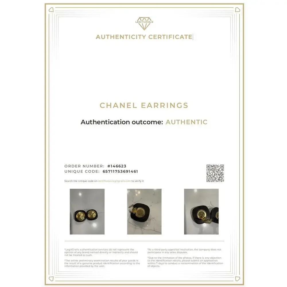 Chanel Clip On Earrings Gold Dark Vintage Sculpted Face Design Classic Chic